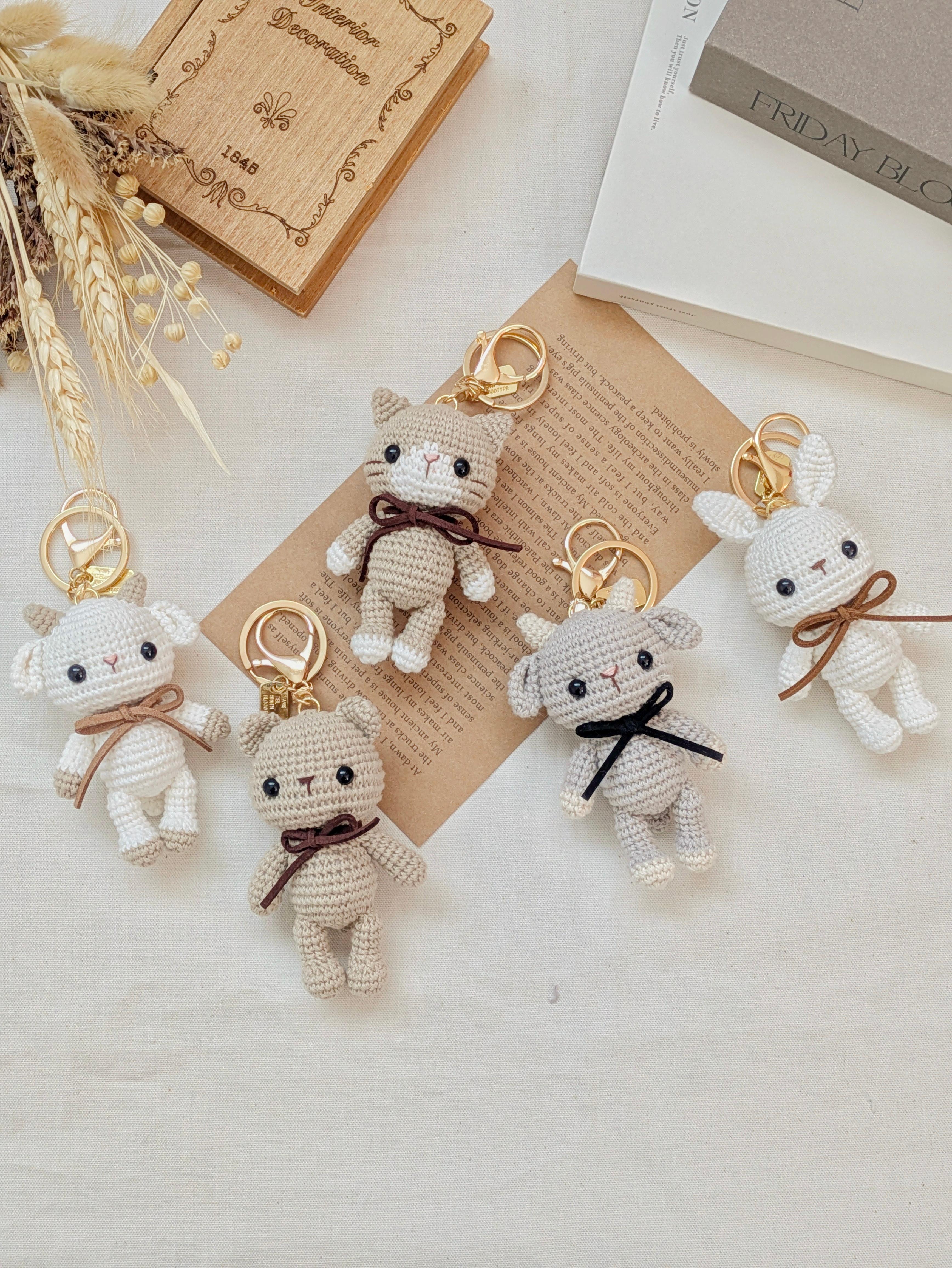 Pom バッグチャーム うさぎ やぎ ねこ くま マスコット あみぐるみ